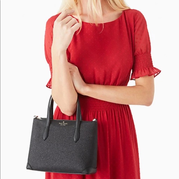 Kate Spade Shimmy Satchel & Card Holder Set Black - Picture 7 of 11